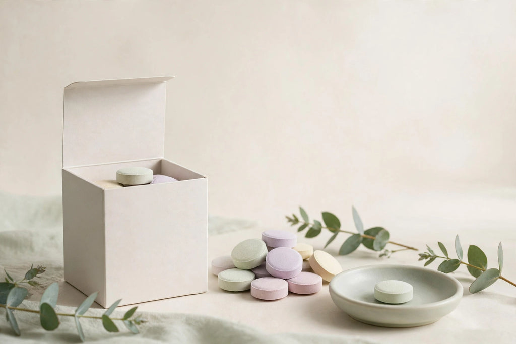 Box of aromatherapy shower steamer tablets