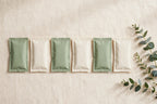 Bath soak sachets in plain sage and ivory pouches