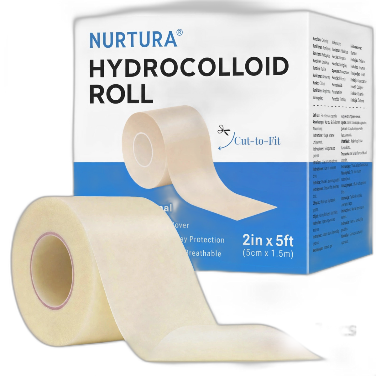 Nurtura Hydrocolloid Roll — box and roll, alternate view