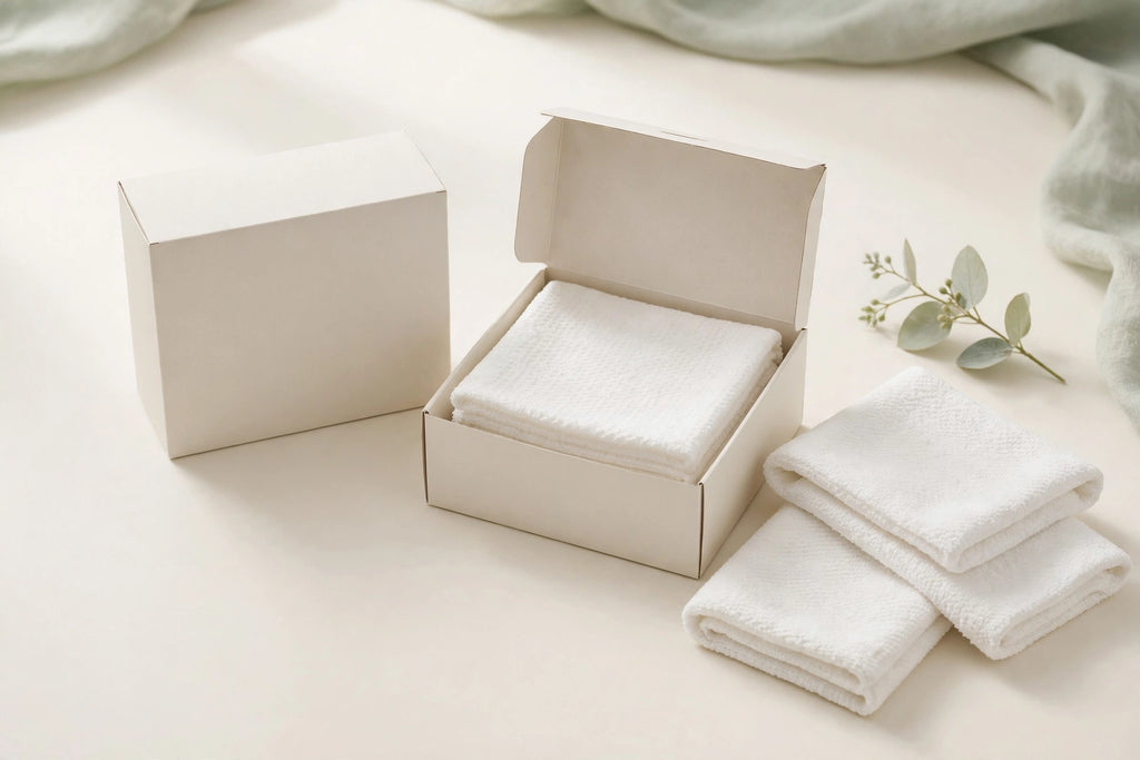 Nurtura Disposable Face Towels — plain boxes with folded white towels